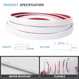 Art3d 10 Ft Peel and Stick Flexible Vinyl Molding Trim for Wall Tile Edges, Kitchen backsplash, Mirrior Frame in White