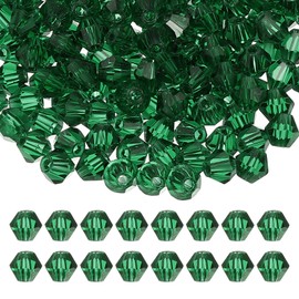 PATIKIL 3mm Bicone Crystal Beads, 600 Pcs Glass Faceted Bicone Beads Loose Spacer Bead for Jewelry Making Bracelet Necklace Earrings Wind Chimes Craft, Dark Green