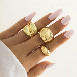 Chunky Gold Rings Set for Women Stackable Gold Rings Chunky Minimalist Solid Ring Trendy Statement Minimalist Jewelry