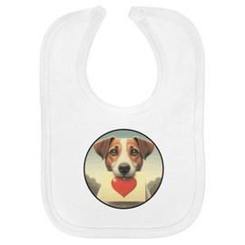 Azeeda 'Jack Russell Love Note' Soft Cotton Baby Bib (BI00063782)