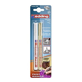 Edding 780 Lackmarker mit feiner Rundspitze, 2 Stück weiß und Gold