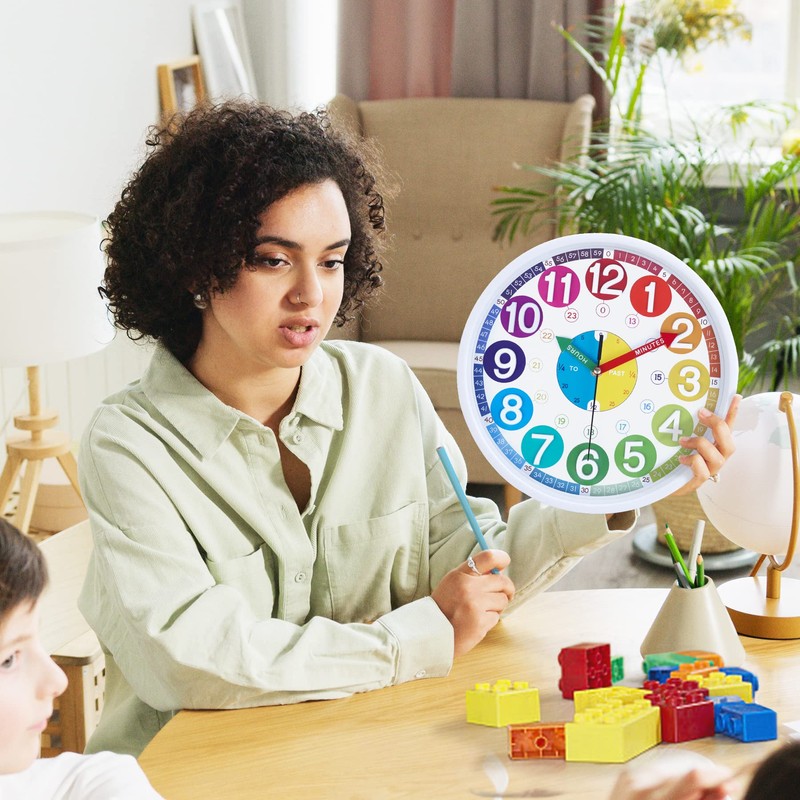 Lafocuse 12 Inch 3D Numbers Silent Colorful Kids Wall Clock