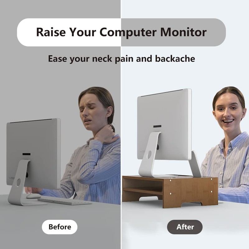 Monitor Stand Riser with Storage Organizer Desktop with Cooling Holes