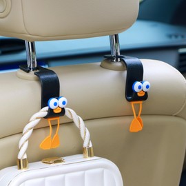 MaPctSy Cute Animal Car Headrest Hooks Holder, 2 Pack, Metal Clips for Purse, Bags, Grocery (Orange)