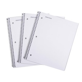 Mintra Office Durable Spiral Notebooks, 1 Subject, (White, College Ruled 3 pack), 100 Sheets, Poly Pocket, Moisture Resistant Cover, Strong Chipboard back, For School, Office, Business