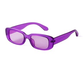 ADE WU Rectangle Sunglasses for Women Men Retro 90s Trendy Narrow Rectangular Sun Glasses Rave Fashion Y2K Unisex Stylish,Purple Frame Light Purple Lense