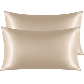NTBAY Silk Satin Pillowcases - Satin Pillowcase for Hair and Skin, Pillow Cases 2 Pack with Envelope Closure, 50x90 cm, Taupe