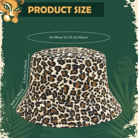 RUGBOL Leopard Print Bucket Hat Reversible Bucket Hat Sun Hat Packable Hat for Women Men Hiking Fishing Mountaineering Camping