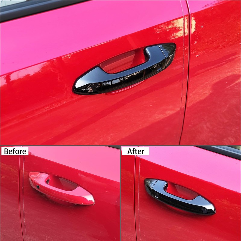 JUIVEEL 4Pcs Glossy Black Style ABS Car Exterior Door Handle