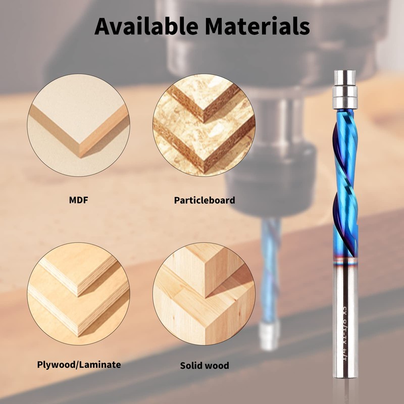 Downcut Spiral Flush Trim Router Bit, 1/4 Inch Shank Solid