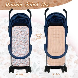 LAT Universal Pram Liner, Baby Pushchair Seat Liners, Cotton Double-Sided Use Baby Stroller Cushion Pad, Stroller Seat Pad for Toddler Infant 78x34cm (Rabbit)