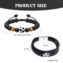 XFSRG Football Fan Bracelet Set Motivational Bracelet with Football Charm and Adjustable Leather Strap with Magnetic Closure Stylish Fan Jewellery, Polyurethane