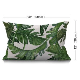 BGBDEIA Tropical Dense Jungle Palm Leaves Cotton Linen Decorative Cushion Cover Throw Pillow Case for Couch Sofa Bed,30 x 50 cm 12 X 20 Inches
