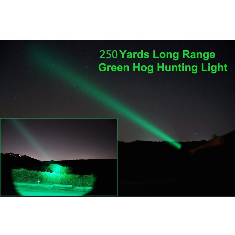 AuKvi 2 Pcs Powerful Green Light Led Flashlight Long Range