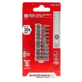 Impact Bit Head Fits Milwaukee Tool 48-32-4618 Shockwave Torx Security Insert Bit Set - 10Pc