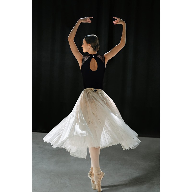 [DANSHOW] Women's Lace Ballet Leotard Dance Mock Neck, Adult Water