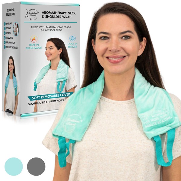 Brookethorne Naturals Microwave Heating Pad for Neck and Shoulders Moist Heating Pad with Removable Cover. Calming Heat Neck Wrap with Lavender for Back Pain, Stiff Neck & Cramps Microwavable Heat Pad