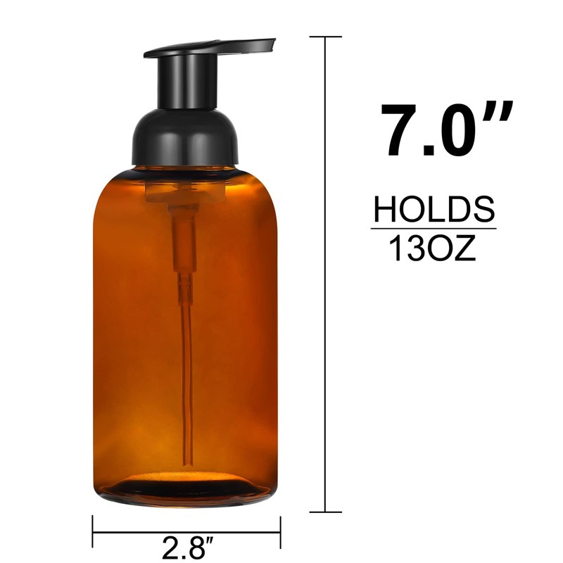 2 Pack Amber Glass Jar Soap Dispenser with Foaming Pump,