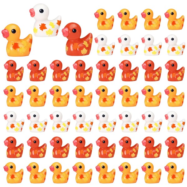 Simgoing 150 Pcs Fall Mini Ducks Resin Ducks Autumn Tiny