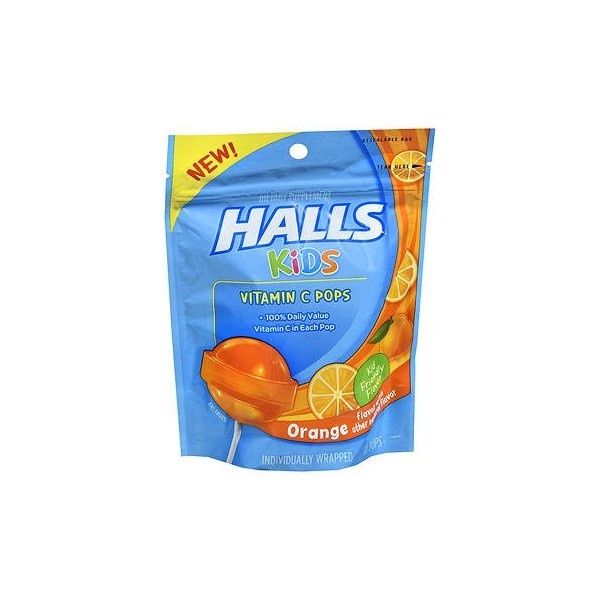 Halls Kids Vitamin C Pops Orange - 10 ct