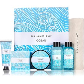 Spa Luxetique Spa Gift Set, Bath Gifts Set for Men Women,6pcs Ocean Travel Gift Box with Shower Gel, Hand Cream, Bubble Bath, Body Lotion, Soap Pamper Gifts Presents Birthday Christmas Gifts