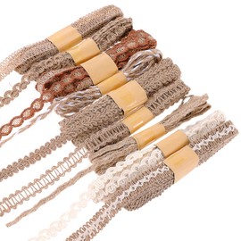 9 Rolls Jute Ribbons Vintage Jute Ribbon Natural Fabric Ribbon Jute Ribbon Roll with White Tips for DIY Crafts Christmas Wedding Party Crafts Gift Ribbon