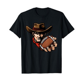 Cowboy American Football Ball Cartoon Character T-Shirt