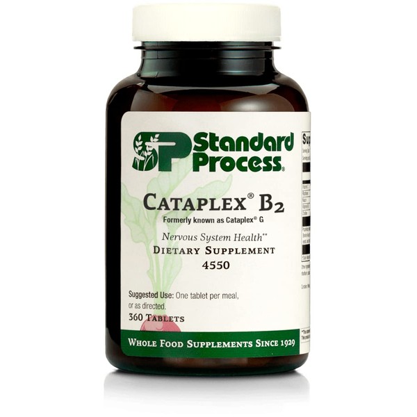 Standard Process Cataplex B2 - Whole Food Nervous System Supplements, Metabolism, Brain Supplement and Liver Support with Calcium Lactate, Riboflavin, Wheat Germ, Choline and More - 360 Tablets