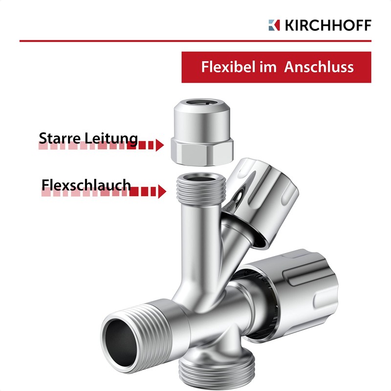 KIRCHHOFF 98480090 Universal Angle Valve with Dishwasher Connection, 1/2 Inch