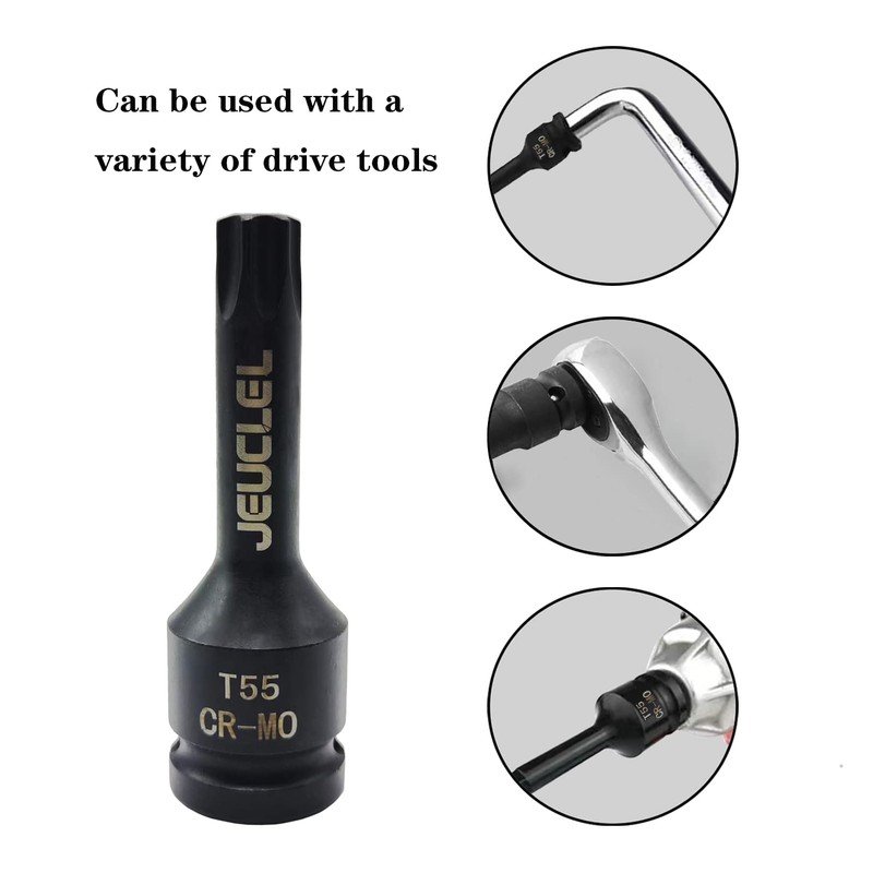 JEUCLEL T55 Torx Star 6 Point Impact Bit Socket, T55