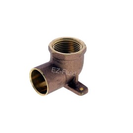 EZ-FLUID 1/2" Nom. Copper Sweat X 1/2" Fip Threaded Drop Ear Elbow Fitting C by F, LF Brass Shower Drop Ear 90 Degree Elbow with Sweat Socket and Female Threaded Plumbing Fittings(1)
