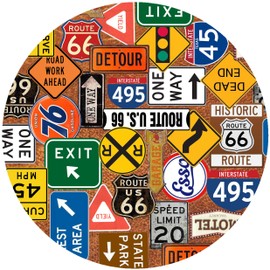 Andreas Silicone TR-335 Road Signs Non-Slip 8" Trivet/Pot Holder/Hot Pad, 100% Cotton, Dishwasher Safe, Hot Dishes, Protect Hair Iron, Safe up to 600°F