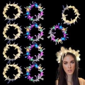 LED Flower Headband,LED Feather Headband,2PCS LED Flower Crown,LED Light Up Headbands,Light Up Headband,LED Flowers Hair Bands,LED Flower Crowns,Light Up LED Flower Headband,LED Flower Crown Headband