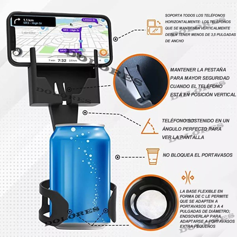 Dolores Soporte Teléfono Porta Celulares Auto Portavasos Universal