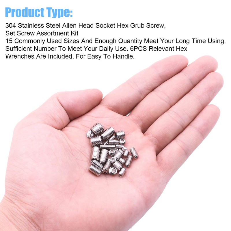 DYWISHKEY Allen Head Socket Hex Grub Screw, Set Screw Assortment