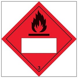 V Safety Flammable 3 UN Substance Numbering Hazard Label-250x250mm-Magnetic Safety Sign