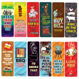 Creanoso Funny Barbecue Sayings Bookmarks (2-Sets X 6 Cards) – Daily Inspirational Card Set – Interesting Book Page Clippers – Great Gifts for Adults and Teens