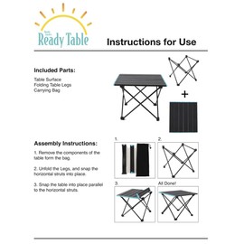 Ready Table Large Lightweight Portable Outdoor Folding Table w/Aluminum Hard Top. Useful for Beaches, Boating, Camping & More. 22x16 Portable Table w/Bag Makes for Easy Travel & Quick Setup.