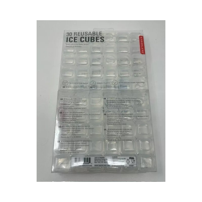 Kikkerland Reusable Square Clear Ice Cubes - Set of 60