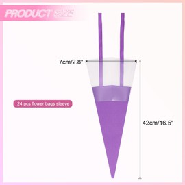 PATIKIL 24 Pcs Flower Wrapping Bag, Floral Packing Sleeves with Ribbons Cute for Bouquets Wedding Birthday Graduation Anniversary Arrangement Gift, Purple