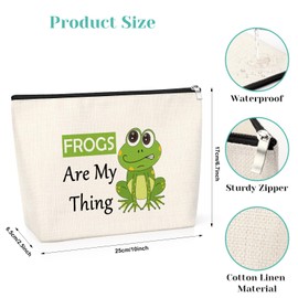 Frog Lover Gifts Frog Makeup Bag Cute Frog Gift for Women Friend Sister Teen Girl Daughter Frog Themed Gifts Graduation Christmas Birthday Presents for Daughter Bestie Travel Makeup Bag