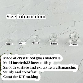 YUEXIGO 200pcs 6mm Round Crystal Glass Beads for Jewelry Making, Faceted Crystal Glass Bead Spacer Beads Loose Beads for Bracelet Earring Necklace DIY Craft(Transparent)