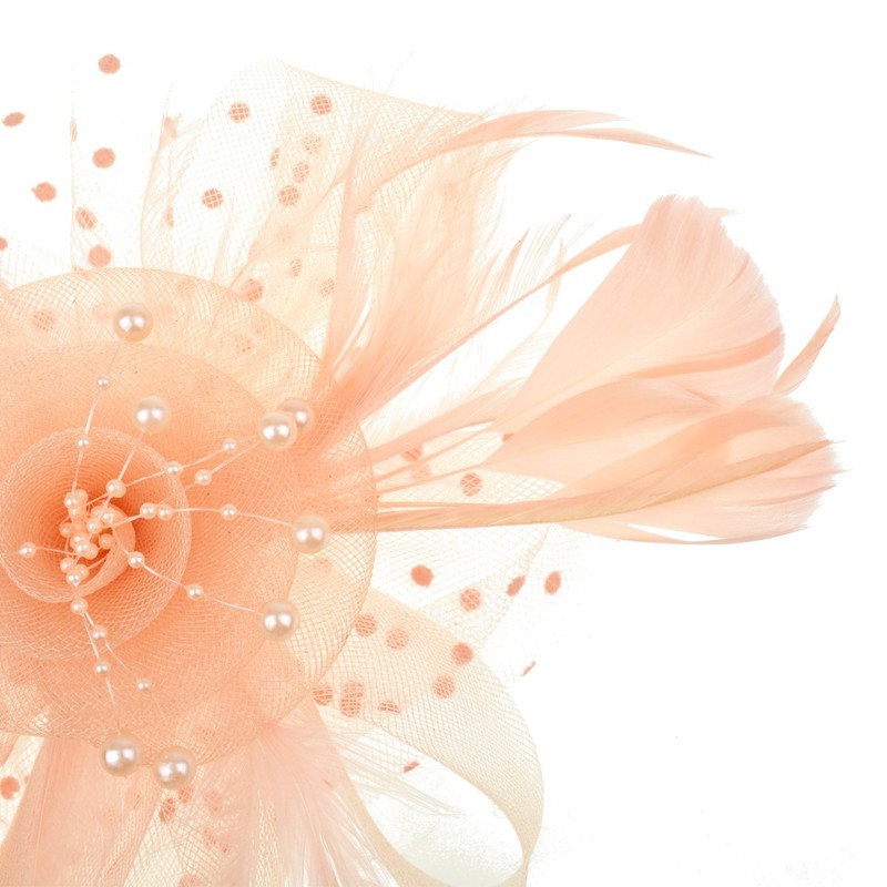 DRESHOW Headbands Mesh Feathers and Fork Clip Cocktail Party Tee