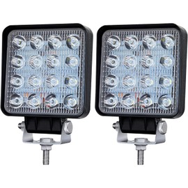 SAN YOUNG LED Light Pods for Truck, 4 Inch 48W 4000lm 12V 24V LED Work Lights Flood Beam, Square Offroad Driving Lights for Tractor Trailer Excavator Pickup Golf Cart Mower ATV UTV, 2PCS