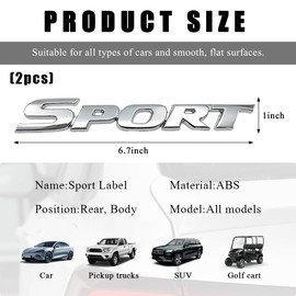 DXNQ 2 PCS 3D Sport Sticker for Car, Automotive Sport Edition Emblem Decals with Strong Adhesive, Universal Sport Badge Stickers for Bumper Tailgate Side Fender, Car Accessories (Silver)