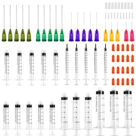 Glue Syringe 1ml, 3ml, 5ml, 10ml, 20ml Syringes with 14ga, 18ga, 21ga, 23ga, 25ga Blunt Tip Needles and Caps for Measuring Liquids and Refilling, Glue Applicator or Oil