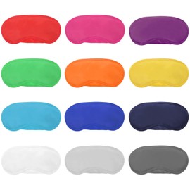 12 Pieces Multicolor Eye Mask Cover Lightweight Blindfold Sleep Mask with Nose Pad and Elastic Straps for Kids Women Men, 12 Colors