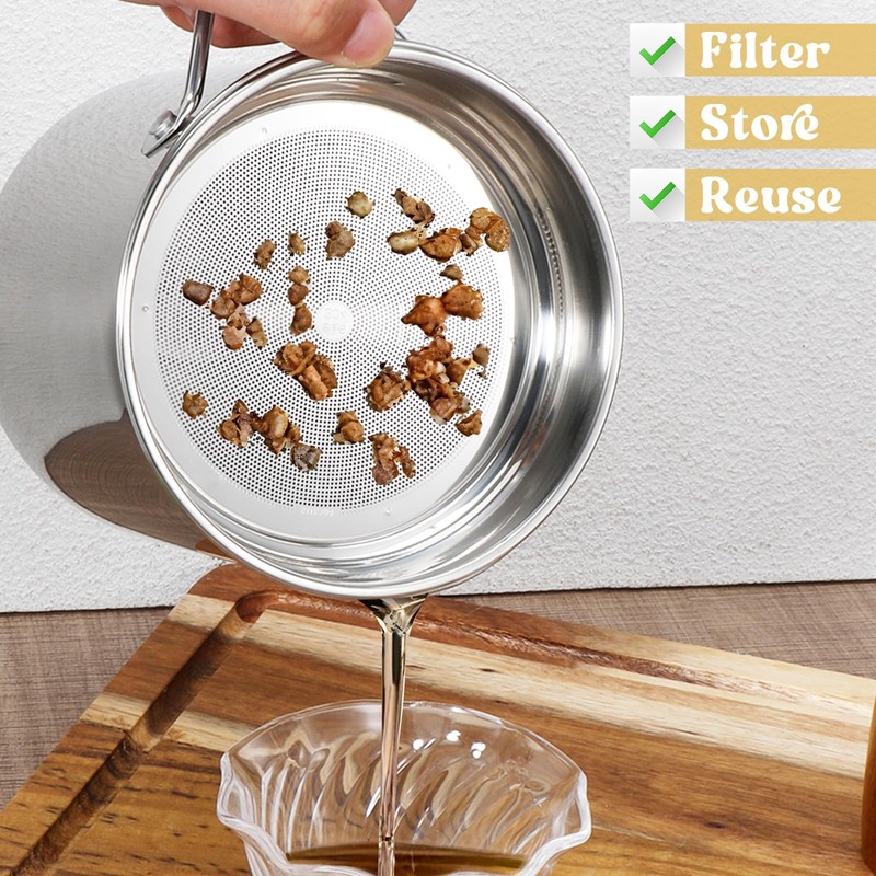 1.8L(61 fl. oz.) Bacon Grease Container, Stainless Steel Grease Container