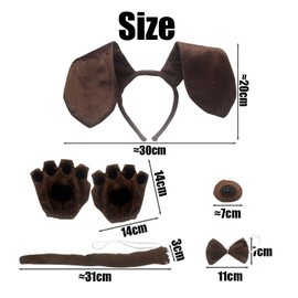 OAOSDH 1 Fascia per La Testa, 1 Coda, 1 Naso, 1 Papillon E 1 Paio di Guanti Che Nascondono Le Dita, Accessori per Indumenti per Cani, Accessori per Abbigliamento Creativo.