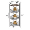 wonline 4 Tier Slim Metal Storage Cart with Walnut Wood